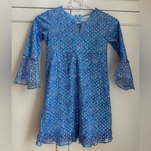 American Girl Doll Blue Paisley Sparkly Dress - Girls Size 7